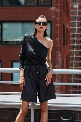 ASYMMETRICAL DECONSTRUCTED SILK LINEN TOP