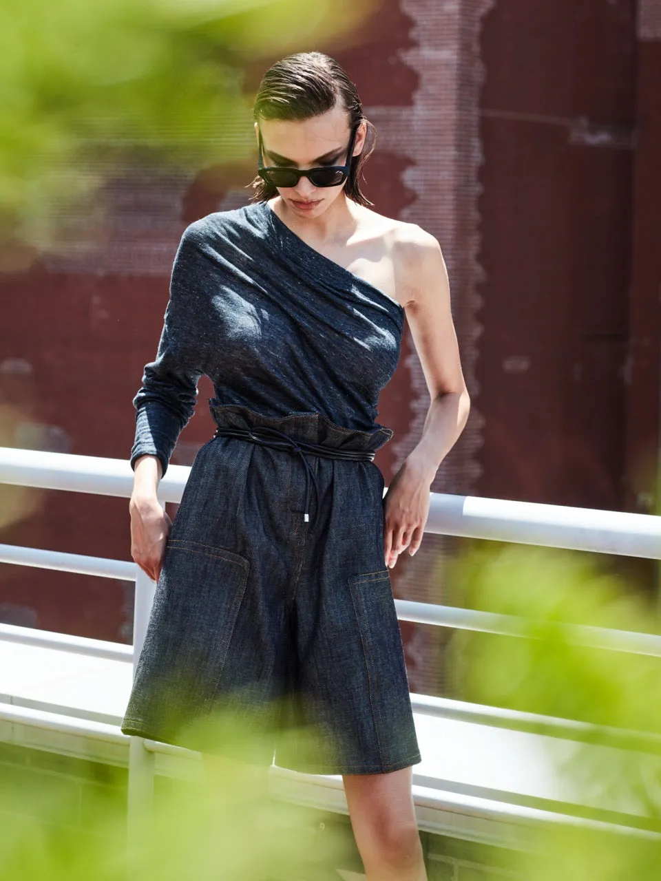 ASYMMETRICAL DECONSTRUCTED SILK LINEN TOP