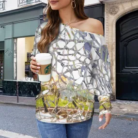 Batwing Long Sleeve Sweater Shattered Windshield White