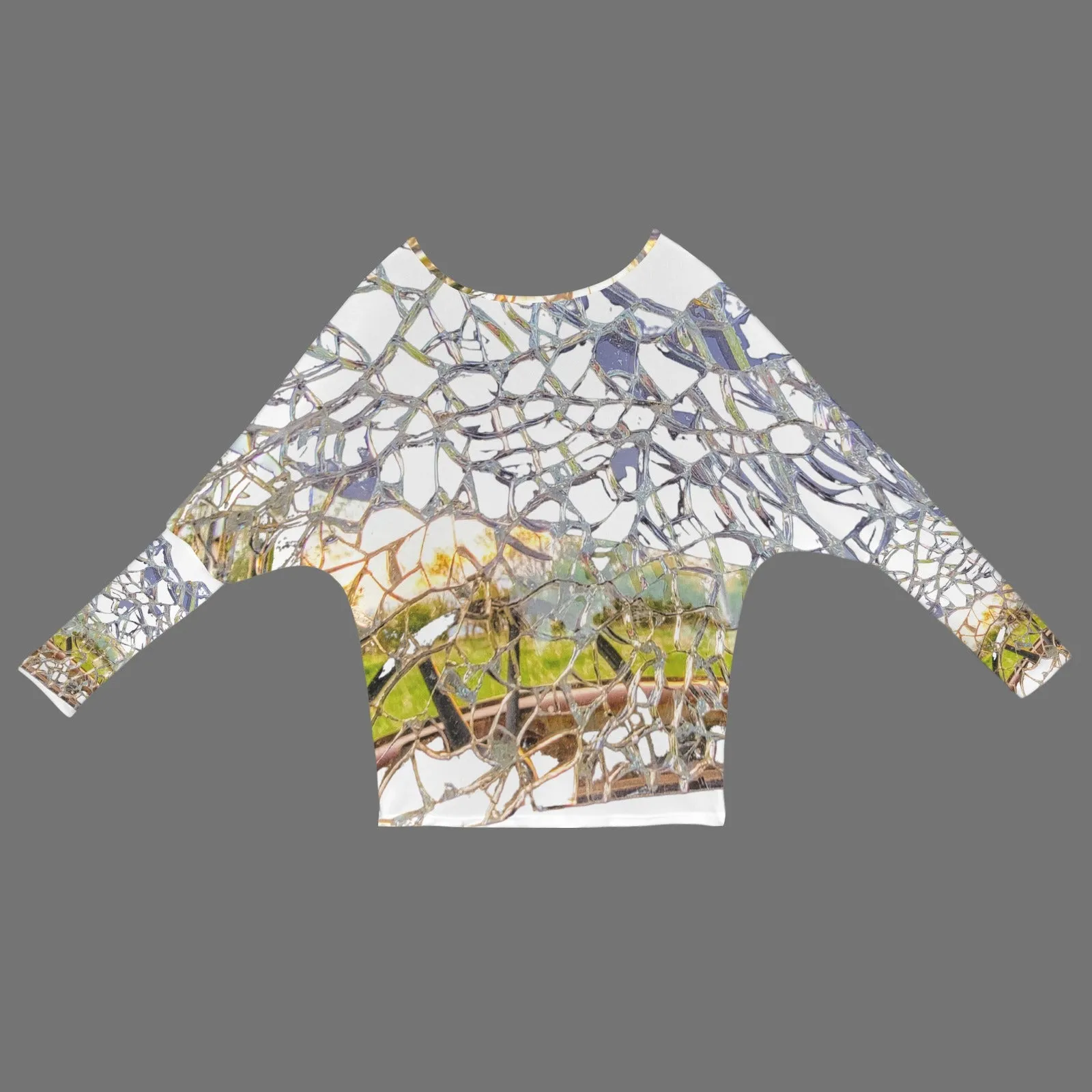 Batwing Long Sleeve Sweater Shattered Windshield White
