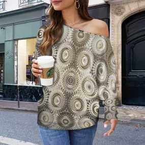 Batwing Long Sleeve Sweater Shimmering Feathers