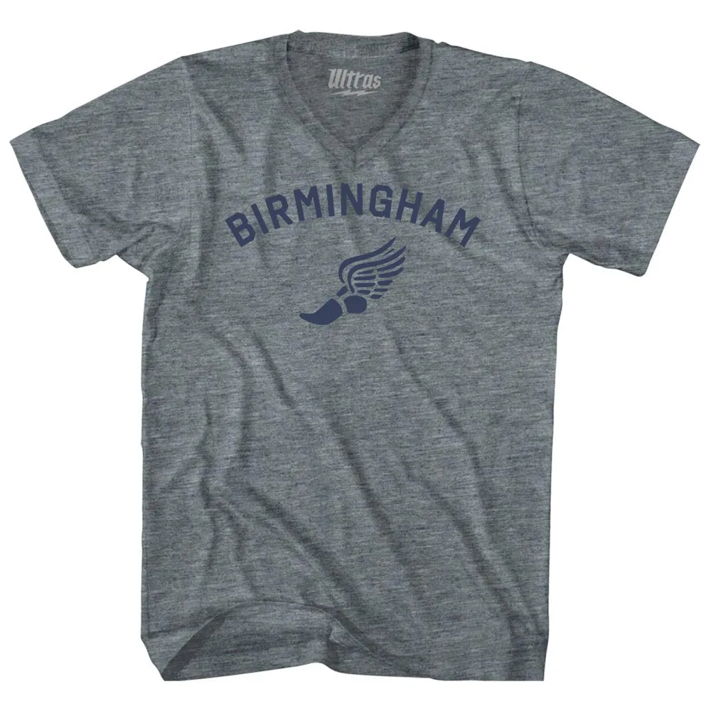 Birmingham Running Track Winged Foot-Tri-Blend V-neck Womens Junior Cut T-shirt