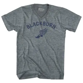 Blackburn Running Track Winged Foot-Adult Tri-Blend V-neck T-shirt