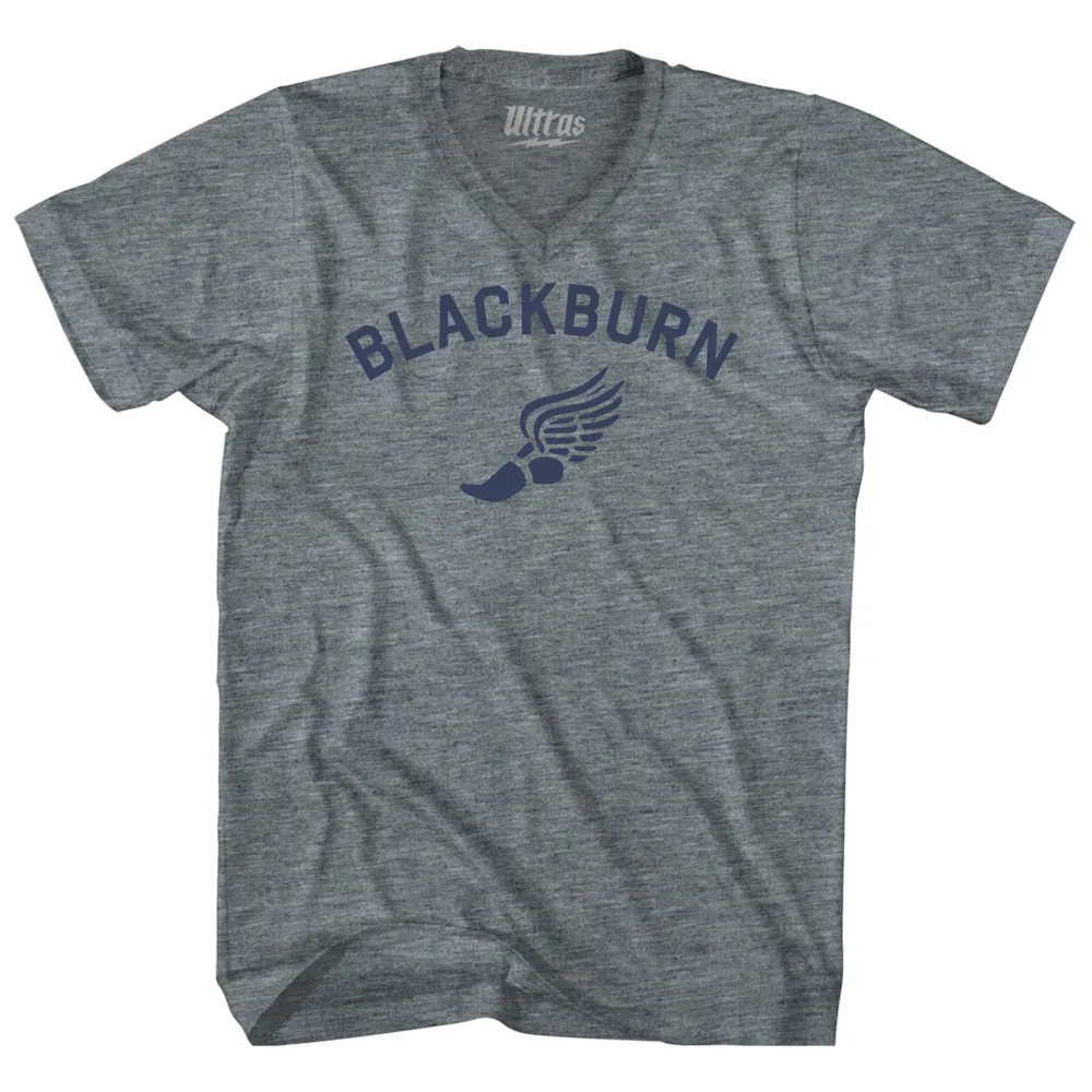 Blackburn Running Track Winged Foot-Adult Tri-Blend V-neck T-shirt