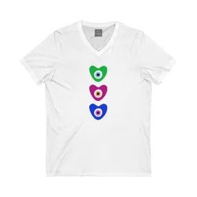 Coloured Hearts V-Neck Tee