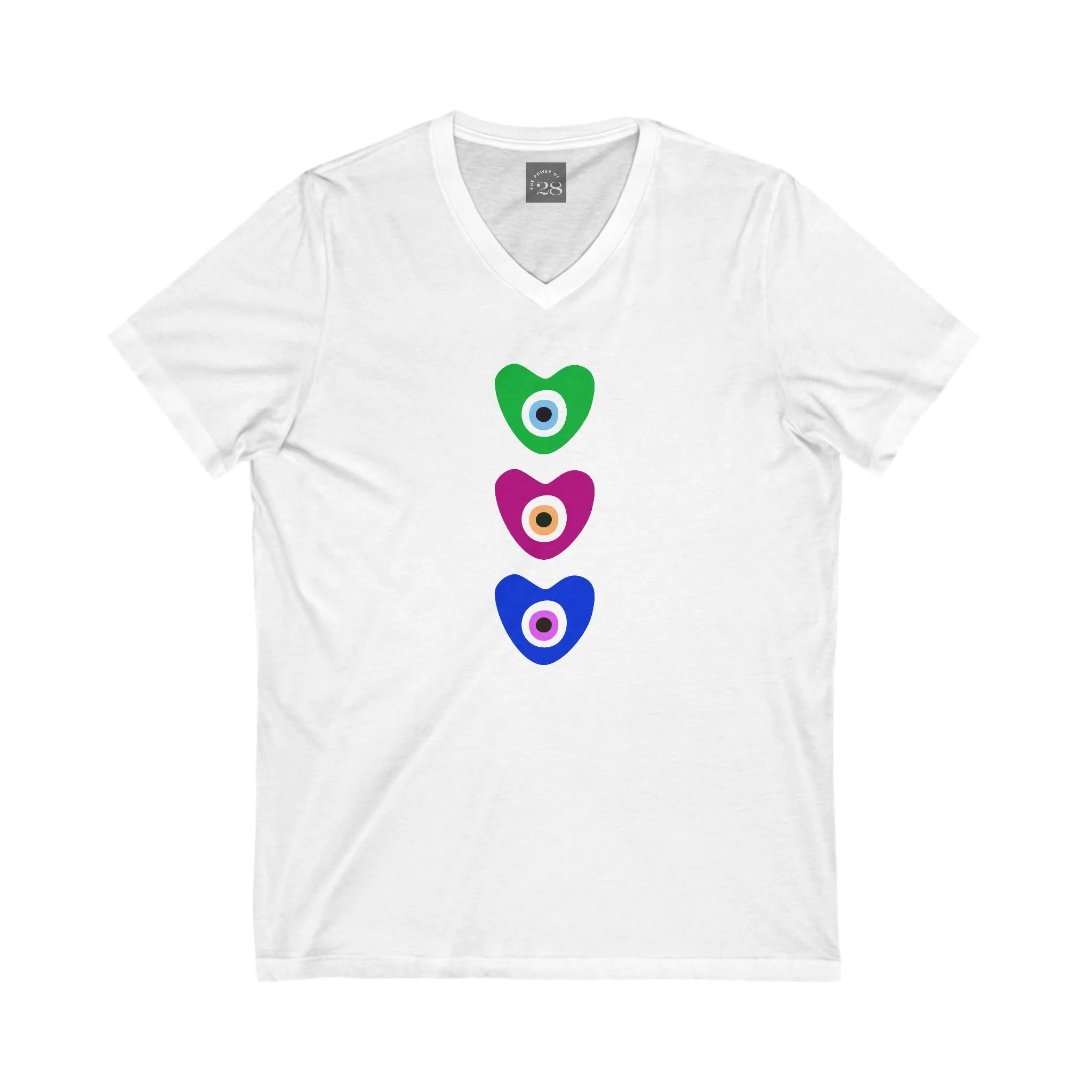 Coloured Hearts V-Neck Tee