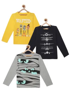 Combo Pack of 3 Full Sleeves Cotton T-Shirts (Age 7-12 Years)