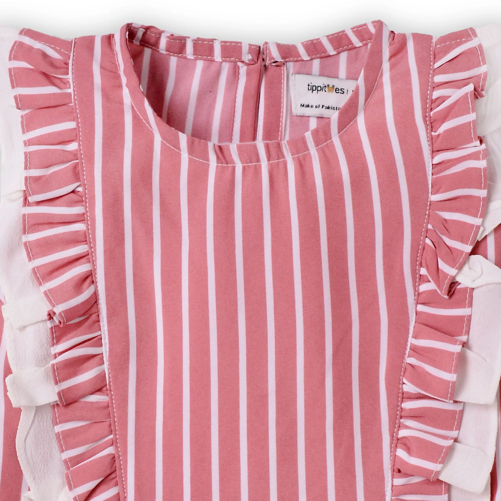 Girls Pink Stripe Silk Top
