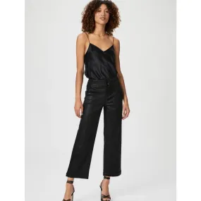 Paige Nellie Black Fog Luxe Cropped Wide Leg Jeans Pants Size 32 Coated