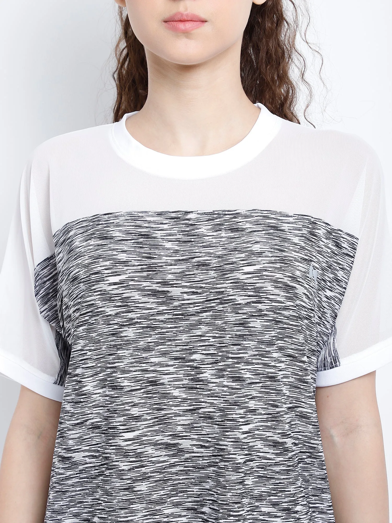 Round Neck Free Style Polyester T-Shirt - White