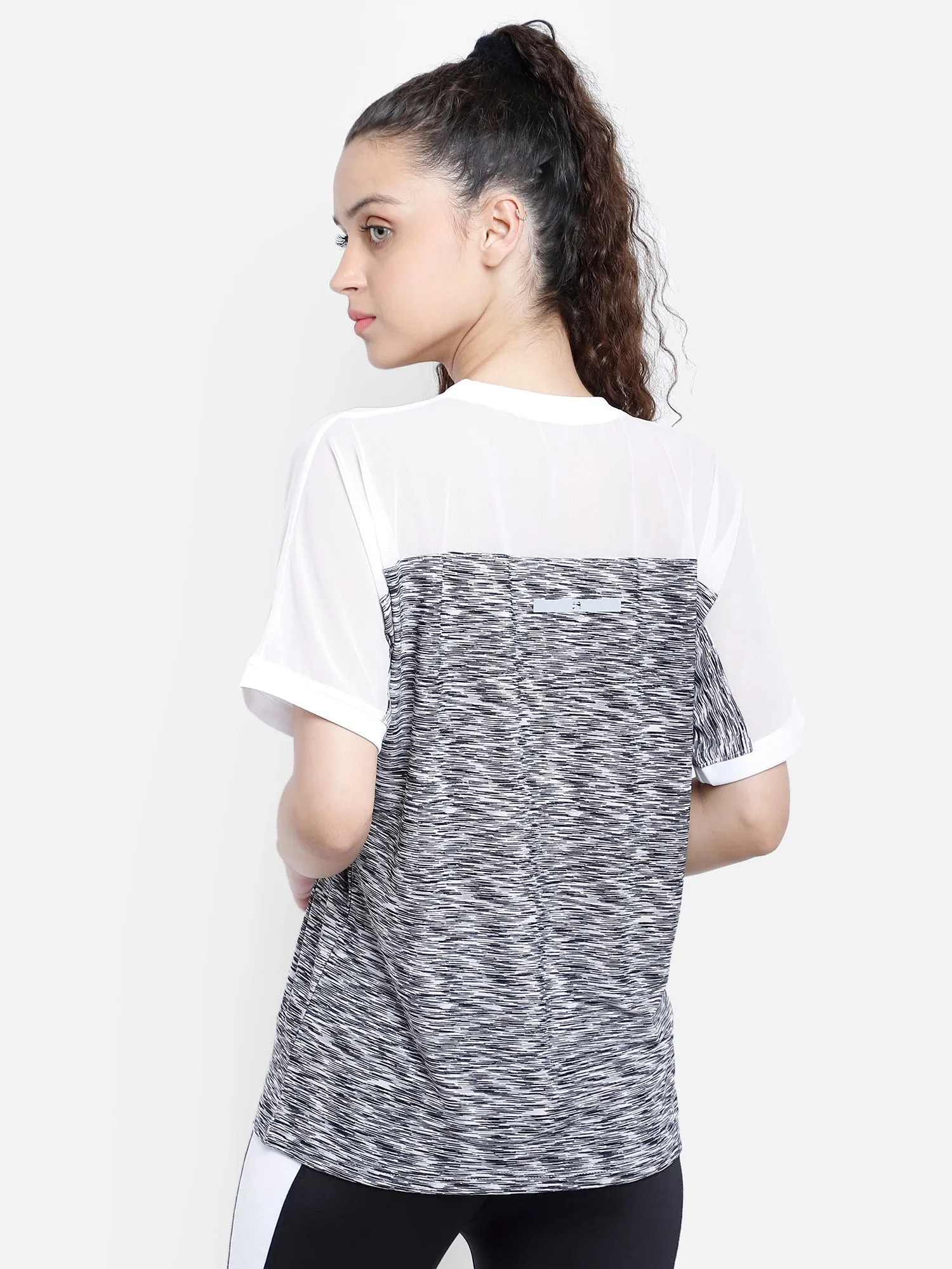 Round Neck Free Style Polyester T-Shirt - White
