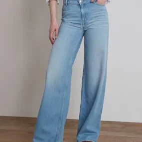 SANDY FADED WIDE-LEG INDIGO DENIM JEANS