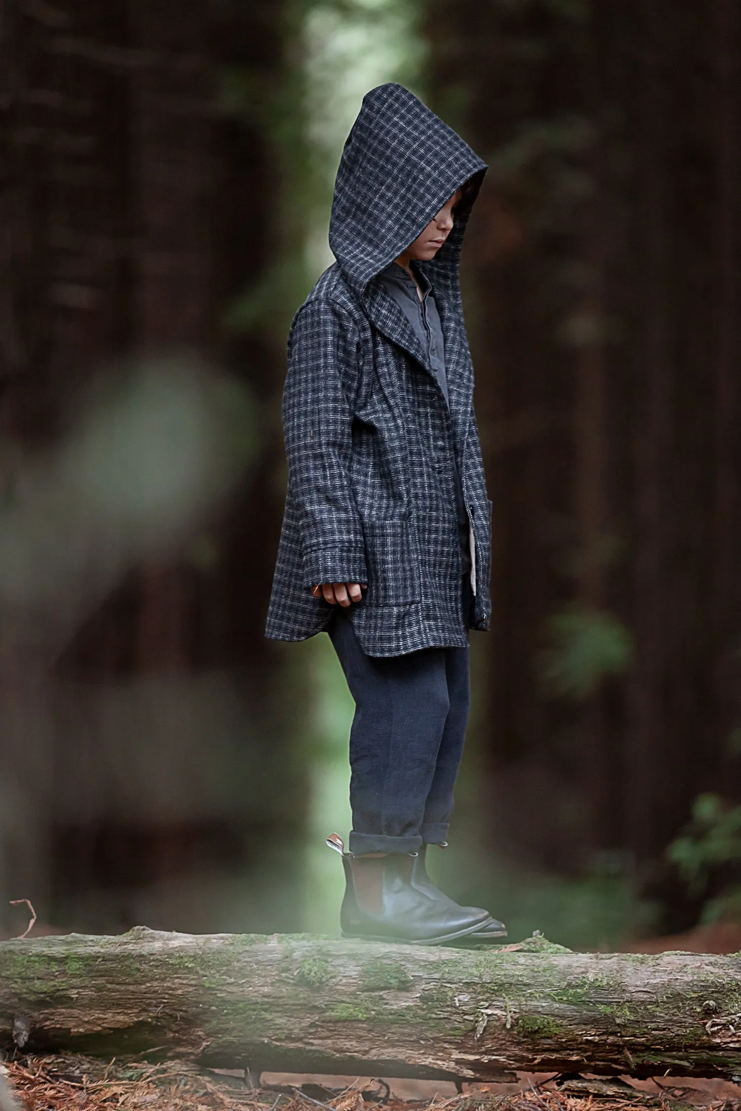 size 10 LAST ONE - Treasure Coat (unisex) - Black Check wool